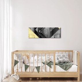 Obraz - Teksturowane kształty (z zegarem) (90x30 cm)
