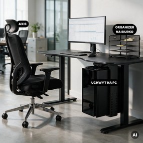 Uchwyt na komputer pod biurko, regulowany, metalowy, czarny: PC HOLDER