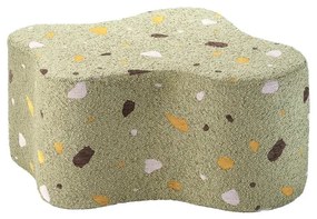 Zielony puf dziecięcy z materiału bouclé/z tkaniny szenilowej Terrazzo Cloud – Wigiwama