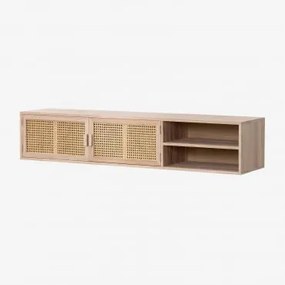 Szafka Rtv 150x35 Cm Ścienna Z Drewna Ralik Naturalna - Sklum