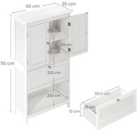 Szafka z 2 drzwiami i 2 szufladami 60x30x110 cm