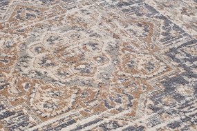 Dywan Terrain designerski Orientalny Ornament Piaskowy Kremowo Niebieski z krótkim włosiem 160 cm x 235 cm Certyfikat Oeko-Tex