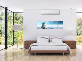Obraz piasku, lilii i kamieni spa (170x50 cm)