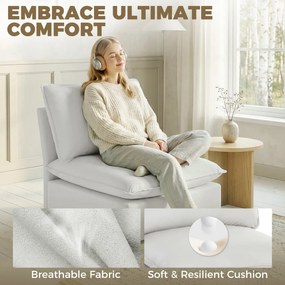 HOMCOM Fotel akcentowy, nowoczesny fotel Leathaire z szerokim i głębokim siedziskiem, grube poduszki, łatwy montaż, szary | Aosom PL