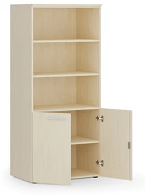 Szafa biurowa z drzwiami niskimi PRIMO WOOD, 1781 x 800 x 500 mm, brzoza