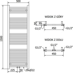 Mexen Mars grzejnik łazienkowy 1500 x 500 mm, 626 W, czarny - W110-1500-500-00-70