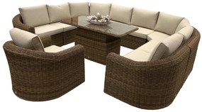 Rattanowy zestaw do jadalni modułowy BORNEO LUXURY dla 9 osób (brązowy)