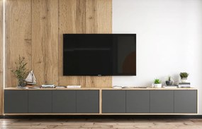 Zestaw wiszących szafek rtv dąb wotan + grafit W5-E08
