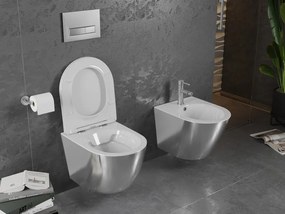 Mexen Lena miska wc Rimless z deską wolnoopadającą slim, duroplast, biała/srebrna - 30224004