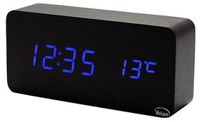 Zegar budzik drewniany elektroniczny cyfrowy led stojący - termometr + data