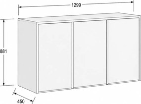 Szafa biurowa FRAME, niska, 3 drzwi, 1299 x 450 x 881 mm, PUSH-lock, orzech