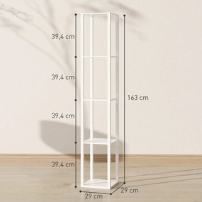 HOMCOM Lampa stojąca LED z półkami, nowoczesna ściemniana lampa stojąca z 3 poziomami jasności i przełącznikiem nożnym, biały | Aosom PL