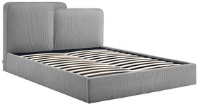 Łóżko ze skrzynią  140 x 190 cm - Welur  - Szary - NAYOLA
