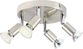 NETTLIFE 4 reflektory sufitowe LED regulowane 350° GU10 w kolorze niklu, nowoczesna lampa do salonu sypialnia kuchnia jadalnia przedpokój max 4x25W