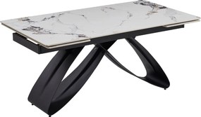Rozkładany stół z ceramicznym blatem Luigi 160-240 cm, biały marmur/czarny