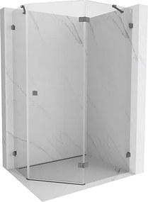 Mexen Lunar kabina prysznicowa pięciokątna uchylna prawa 90 x 80 cm, transparent, gun metal - 831-090P-080L-95-00-P