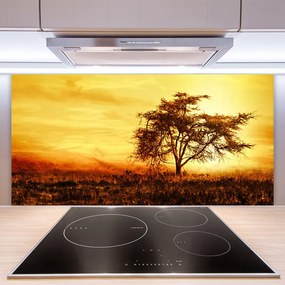 Panel Szklany do Kuchni Samotne Drzewo W Rozkwicie