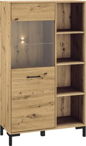 Witryna z przeszkleniem i półkami Nevio 19, dąb artisan