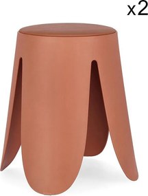 Zestaw 2 stołków z polipropylenu w kolorze terakoty - IMOGEN
