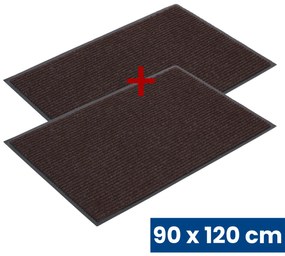 Trwała mata wejściowa z PVC 1+1 GRATIS, dywanowa, 90 x 120 cm, brązowa