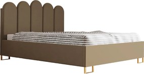 Łóżko tapicerowane MALAGA z wezgłowiem, tkanina MONOLITH, pojemnik, siłownik gazowy, wys. 39 cm, 120×200 cm, cappuccino