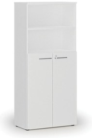 Szafa biurowa kombinowana PRIMO WHITE, drzwi na 3 poziomach, 800 x 420 x 1781 mm, biały