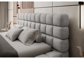 Szare tapicerowane łóżko dwuosobowe ze schowkiem ze stelażem 140x200 cm Dizzle – ELTAP