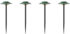 Zestaw 4 zielonych reflektorów ogrodowych na szpikulcu z LED, solarnych IP44 - Mushroom