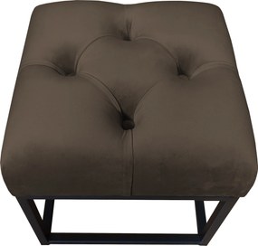 Pufa CHESTERFIELD tkanina Welur loft ławka podnóżek metal : Kolor Stelaża - Czarny , Kolor tkaniny - VELVET - MG05, Typ tkaniny - Velvet
