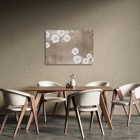 Obraz na szkle - Draperie z kwiatami (70x50 cm)