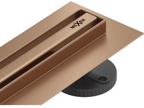 Mexen Flat 360° Slim odpływ liniowy obrotowy 140 cm, miedź szczotkowana - 1C41140