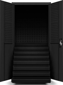 Szafa warsztatowa z szufladami Darek All Black 92x50x185 cm czarna