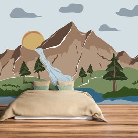 Fototapeta - Ilustracje górskich krajobrazów (196x136 cm)