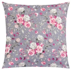 Bellatex Poduszka Adela Kwiaty róży różowy, 40 x 40 cm
