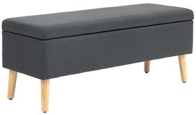HOMCOM Ławka Tapicerowana z Schowkiem, Siedzisko Bankowe w Wyglądzie Lnu, Drewno Kauczukowe, 110 x 39 x 45 cm, Ciemnoszare