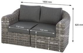Rattanowy zestaw modułowy BORNEO LUXURY dla 8 osób (szary)