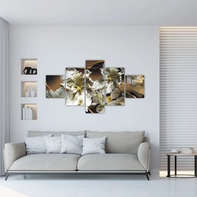 Obraz - Orchidea kwiaty na marmurowym tle (125x70 cm)