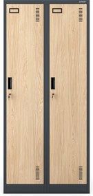 Szafka pracownicza czterokomorowa antracytowa / dąb sonoma: Eco Design KACPER, 800 x 1800 x 500 mm