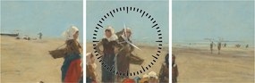 Obraz - Eugène Boudin, Women on the Beach at Berck, reprodukcje (z zegarem) (90x30 cm)