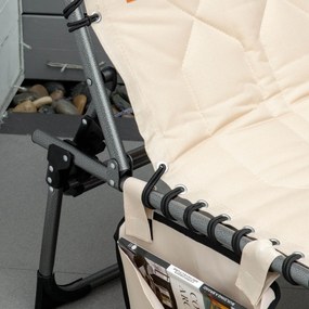 Leżanka składana Outsunny, ogrodowa z poduszką, z regulowanym oparciem na 5 pozycji, z tkaniny Oxford, 188 x 57 x 30 cm, Beżowa