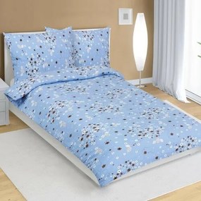Bellatex Pościel krepa Kytička niebieska, 140 x200 cm, 70 x 90 cm