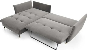 Narożnik GLAM Lewostronny z funkcją spania, zestaw z poduszkami wolnostojący tkanina RIVIERA 91 Szary DOMO HOME