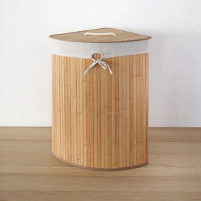 Narożny kosz na pranie ARCO, bambus, 60 l