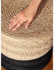 Czarno-naturalny puf Juta Gold Black – Hanse Home