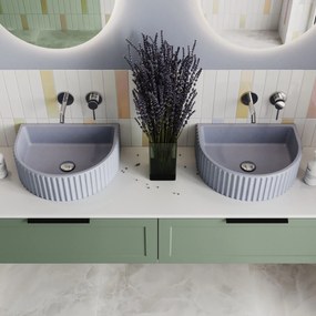 Umywalka betonowa podwieszana / nablatowa półokrągła bez otworu na baterię 45 x 36 cm MUSLIN | różne kolory : Kolor - Lawendowy, Typ montażu - nablatowa