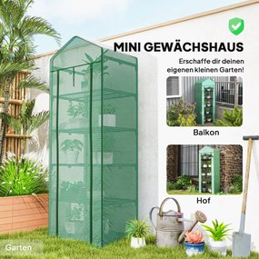 Outsunny Mini-szklarnia na kwiaty lub warzywa, stal, tworzywo sztuczne, 69 dł. x 49 szer. x 193 wys. cm, Zielona