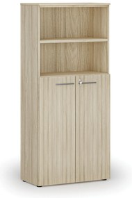 Szafa biurowa kombinowana PRIMO WOOD, drzwi na 3 poziomach, 800 x 420 x 1781 mm, dąb naturalny
