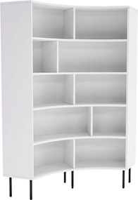 Narożny regał Skandica HORN z czarnymi nogami / biały