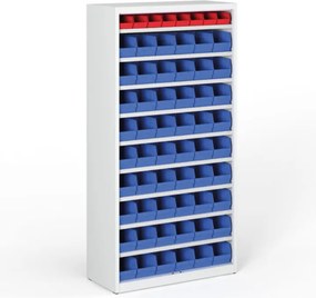 Regał z plastikowymi pojemnikami BASIC - 1800 x 400 x 920 mm, 54x B, 8x A