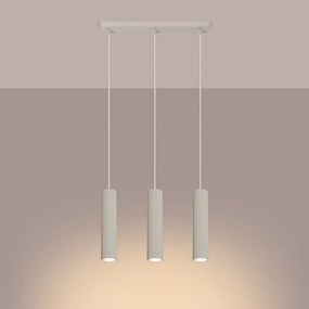 Lampa wisząca minimalistyczny Gloow, aluminium - 3 źródło światła 3000K - L.45 x H.98 cm - beżowy
